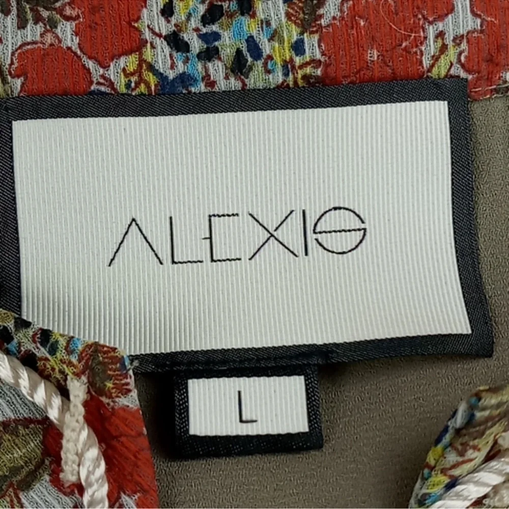 ALEXIS “Samera” Floral Print Sheer Peasant Top Blouse Tassel Tie GMA Hoda Large - Picture 10 of 14